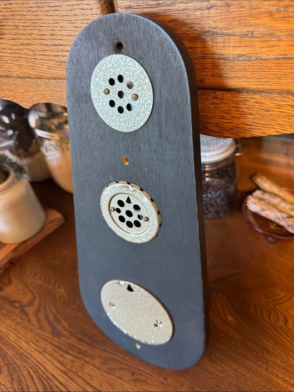 Vintage MCM Nautical Made in Germany Wall Weather Station - Wood, Brass, Steel - Picture 2 of 9